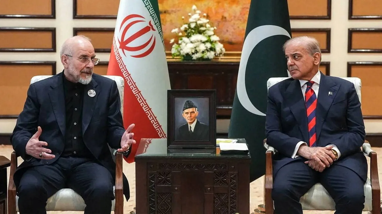 Pakistan's Prime Minister Shehbaz Sharif meets with Iranian Parliament Speaker Mohammad Bagher Ghalibaf, as delegations from the United States and Iran are expected to hold peace talks, in Islamabad, Pakistan, April 11, 2026. Office of the Iranian Parliament Speaker/WANA (West Asia News Agency)/Handout via REUTERS