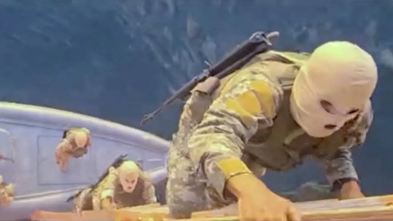 A screen capture from a video said to show the seizure of the container ships MSC Francesca and Epaminondas in the Strait of Hormuz, broadcasted on Iranian State TV, and released April 22, 2026, shows soldiers taking part in the operation. IRIB/Handout via REUTERS via REUTERS THIS IMAGE HAS BEEN SUPPLIED BY A THIRD PARTY. IRAN OUT. NO COMMERCIAL OR EDITORIAL SALES IN IRAN. NO USE IRAN, NO USE BBC PERSIAN. NO USE VOA PERSIAN. NO USE MANOTO. NO USE IRAN INTERNATIONAL. NO USE RADIO FARDA. BEST QUALITY AVAILABL