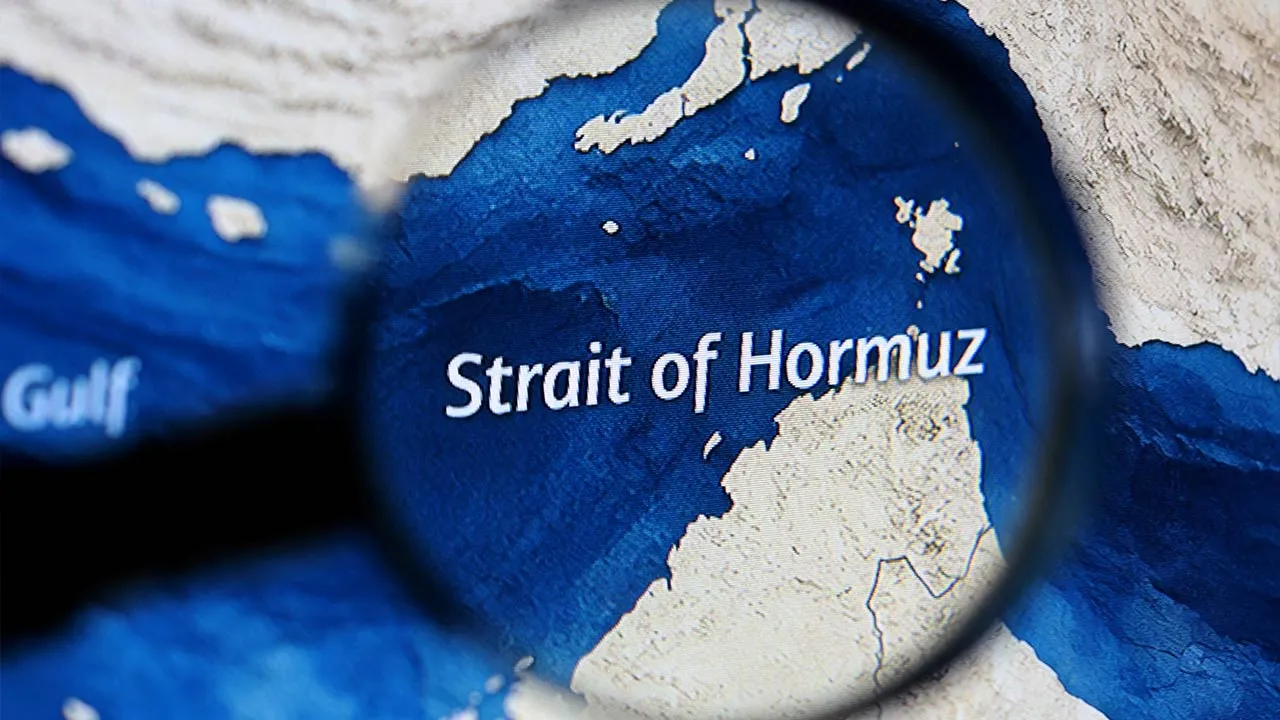FILE PHOTO: Strait of Hormuz map is seen in this illustration taken April 15, 2026. REUTERS/Dado Ruvic/Illustration/File Photo