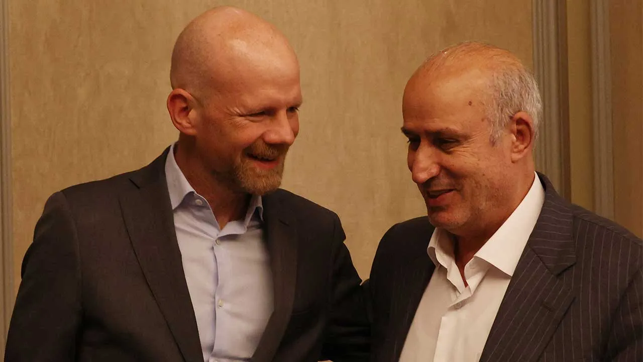 Soccer Football - Iran Football Association president Mehdi Taj meets FIFA secretary general Mattias Grafstrom - Istanbul, Turkey - May 16, 2026 Iranian FA President Mehdi Taj and FIFA Secretary General Mattias Grafstrom REUTERS/Murad Sezer