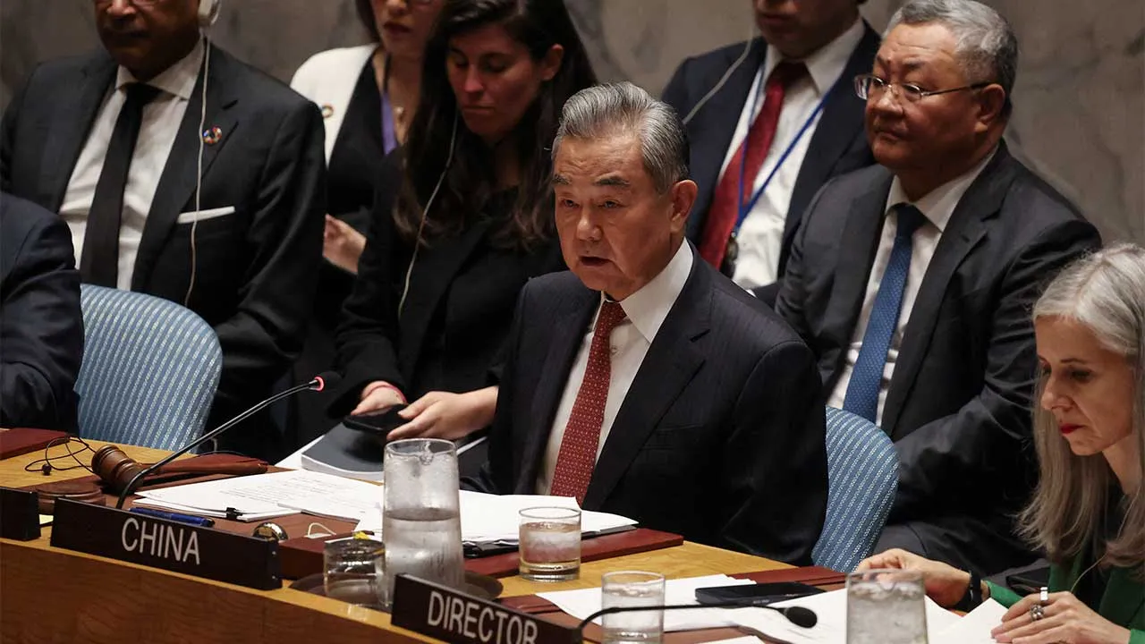 Chinese Foreign Minister Wang Yi attends a Security Council meeting at the United Nations headquarters in New York City, U.S., May 26, 2026. REUTERS/Shannon Stapleton