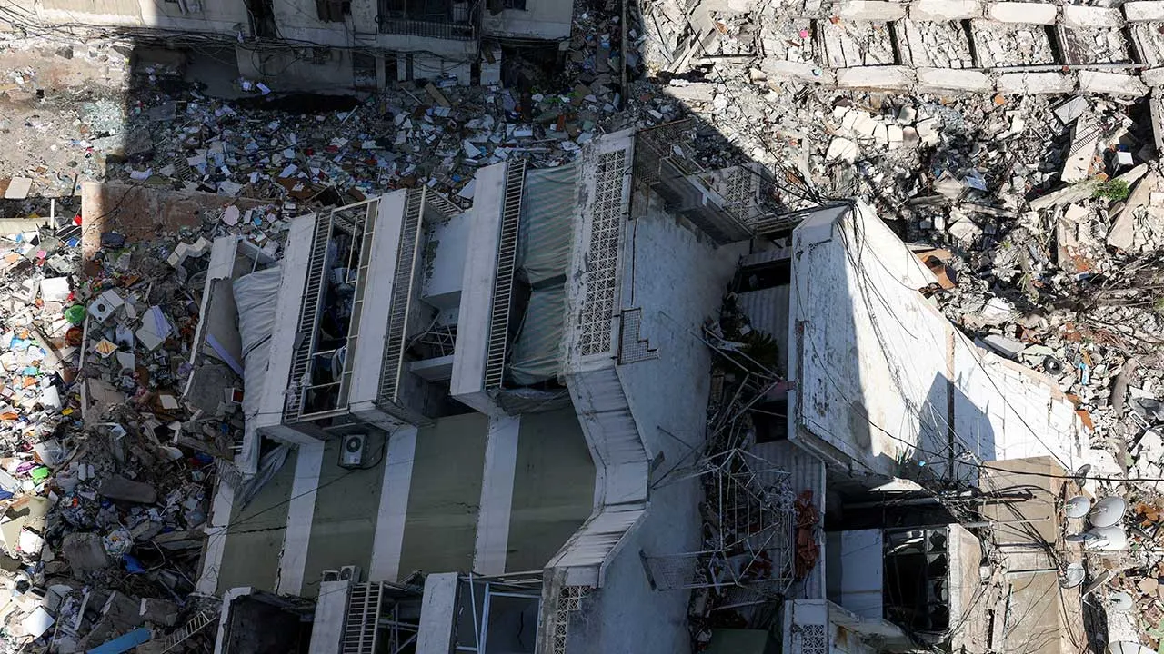 Site of an Israeli strike that took place before a temporary ceasefire went into effect, in the southern suburbs of Beirut, Lebanon, May 6, 2026. REUTERS/Mohamed Azakir REFILE - ADDING INFORMATION TPX IMAGES OF THE DAY