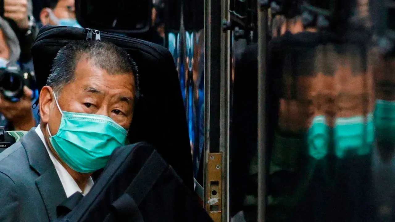 Media tycoon Jimmy Lai leaves the Court of Final Appeal in Hong Kong, on February 1, 2021. Tyrone Siu/Reuters