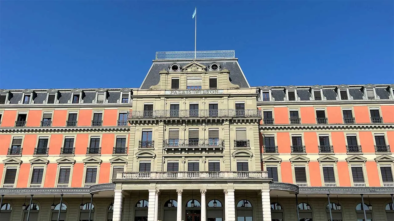 FILE PHOTO: View of the Palais Wilson, base of the U.N. High Commissioner for Human Rights, and the former headquarters of the League of Nations, in Geneva, Switzerland, June 17, 2025. REUTERS/Emma Farge/File Photo
