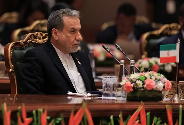 Iran's Foreign Minister Abbas Araqchi attends the BRICS foreign ministers' meeting at Bharat Mandapam in New Delhi, India May 14, 2026. REUTERS/Adnan Abidi