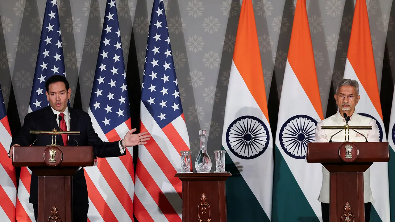 U.S. Secretary of State Marco Rubio and Indian Foreign Minister Subrahmanyam Jaishankar attend a joint press conference after their meeting at the Hyderabad House in New Delhi, India, May 24, 2026. REUTERS/Adnan Abidi