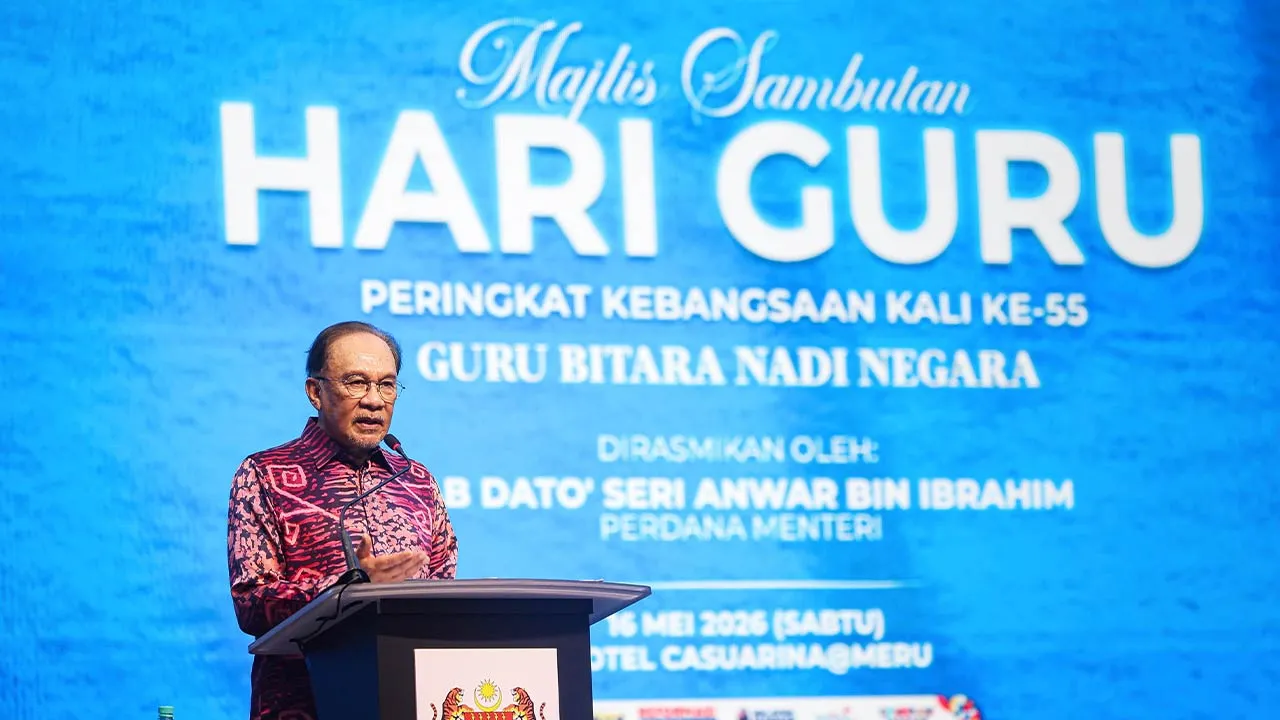 IPOH, 16 Mei -- Perdana Menteri Datuk Seri Anwar Ibrahim berucap pada Sambutan Hari Guru Peringkat Kebangsaan Kali Ke-55 Tahun 2026 hari ini.