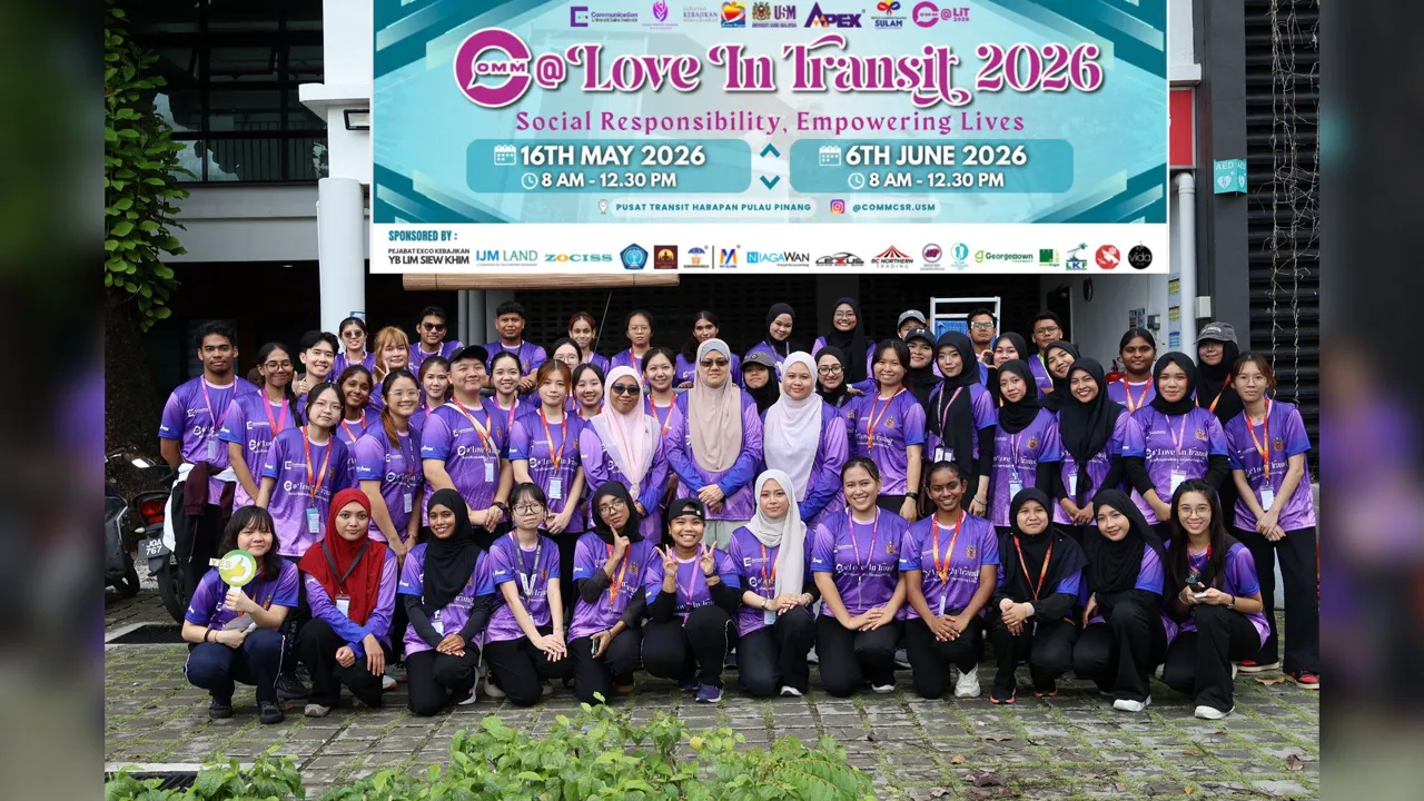 GEORGE TOWN, PULAU PINANG, 16 Mei — COMM@ Love In Transit 2026 (COMM@LiT 2026) meneruskan kerjasama tahun ketiga berturut-turut bersama Pusat Transit Harapan Pulau Pinang dengan sokongan berterusan daripada Service-Learning Malaysia–University for Society (SULAM-USM).