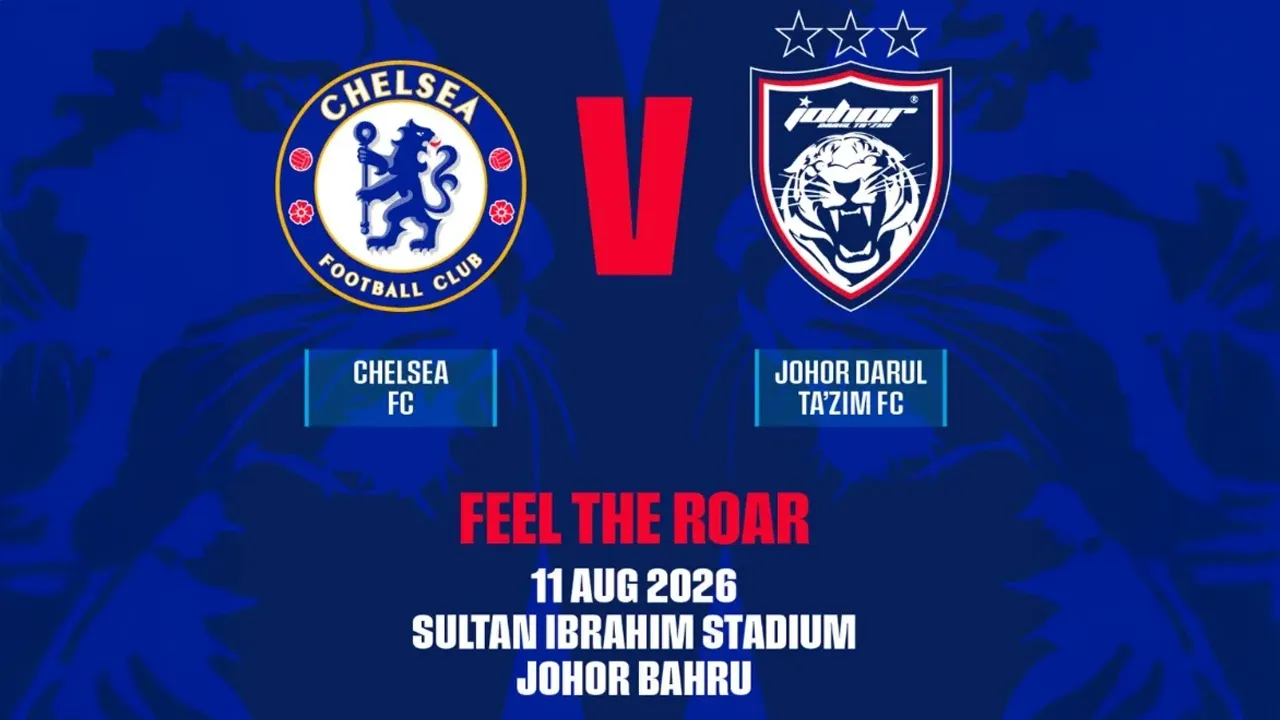 KELAB gergasi Liga Super, Johor Darul Ta'zim (JDT) dijadualkan menentang kelab Liga Perdana Inggeris (EPL), Chelsea FC dalam satu perlawanan persahabatan pramusim di Stadium Sultan Ibrahim (SSI) pada 11 Ogos depan._SINAR HARIAN