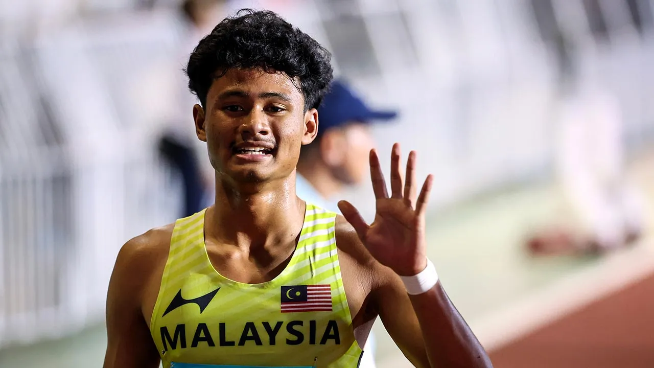 BANGKOK, 13 Dis -- Atlet negara Danish Iftikhar Muhammad Roslee memenangi tempat ketiga dengan catatan masa 20.73 saat pada temasya Sukan SEA Thailand 2025 di Suphachalasai Stadium, National Stadium, Bangkok hari ini.  --fotoBERNAMA (2025) HAK CIPTA TERPELIHARA