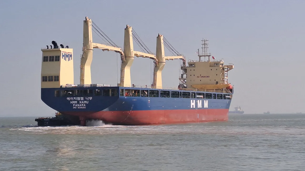 The Panama-flagged bulk carrier HMM Namu, in Guangzhou, Guangdong Province, China January 5, 2026. Picture taken with a mobile phone. HMM/Handout via REUTERS THIS IMAGE HAS BEEN SUPPLIED BY A THIRD PARTY. NO RESALES. NO ARCHIVES. MANDATORY CREDIT. VERIFICATION: Location and date confirmed by original file metadata. South Korean shipper HMM confirmed that the vessel caught fire and had been stranded in the Strait of Hormuz on May 4.