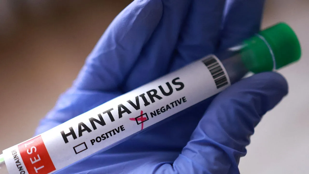 A test tube labelled "Hantavirus negative" is held in this illustration taken May 7, 2026. REUTERS/Dado Ruvic/Illustration