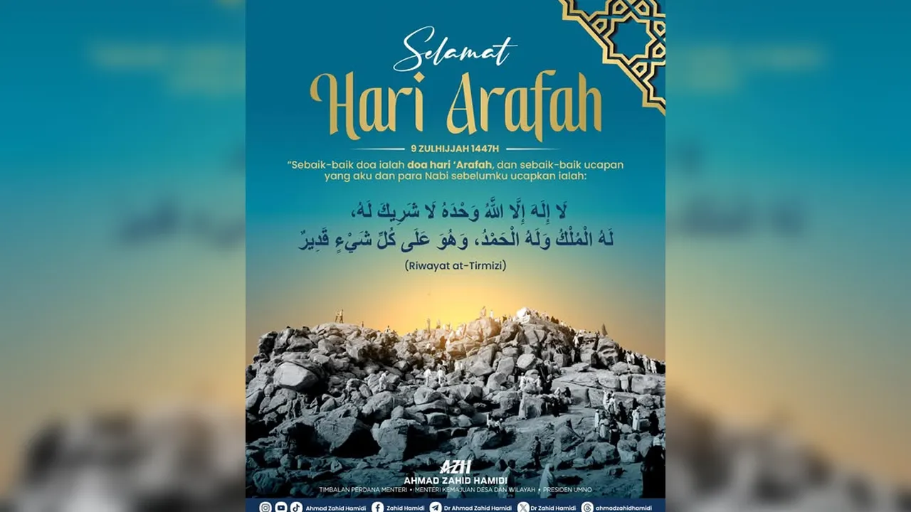 𝐃𝐢 𝐇𝐚𝐫𝐢 𝐀’𝐫𝐚𝐟𝐚𝐡, 𝐊𝐢𝐭𝐚 𝐊𝐞𝐦𝐛𝐚𝐥𝐢 𝐊𝐞𝐩𝐚𝐝𝐚-𝐍𝐲𝐚 Rasulullah SAW menyebut bahawa sebaik-baik doa adalah doa pada Hari A’rafah. Marilah kita memperbanyakkan doa, zikir, istighfar dan amalan kebaikan mudah-mudahan Allah SWT mengampunkan dosa-dosa kita serta mengurniakan ketenangan dan rahmat dalam kehidupan._FB ZAHID HAMIDI