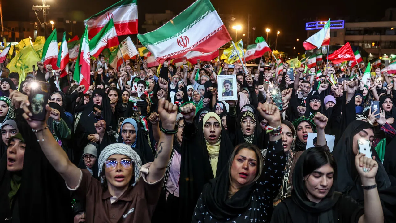 People chant during a rally in Tehran, Iran, May 29, 2026. Majid Asgaripour/WANA (West Asia News Agency) via REUTERS 