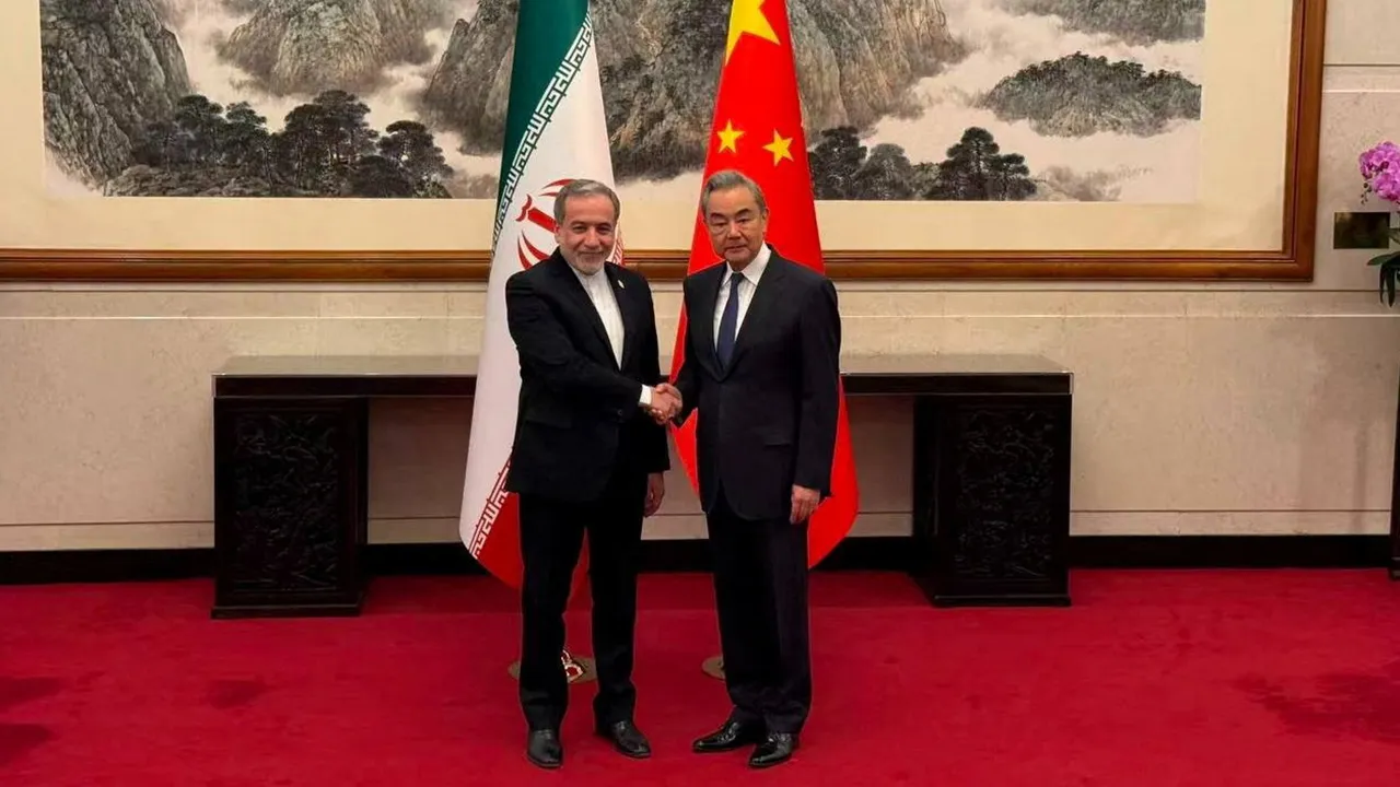 Iranian Foreign Minister Abbas Araqchi meets with Chinese Foreign Minister Wang Yi in a location given as Beijing, China, in this handout image released May 6, 2026. Seyed Abbas Araqchi via Telegram/Handout via REUTERS THIS IMAGE HAS BEEN SUPPLIED BY A THIRD PARTY. NO RESALES. NO ARCHIVES. MANDATORY CREDIT. TPX IMAGES OF THE DAY. BEST QUALITY AVAILABLE. VERIFICATION: Date and location are not verified. No older versions of the pictures were found posted online before May 6. Chinese state news agency Xinhua 