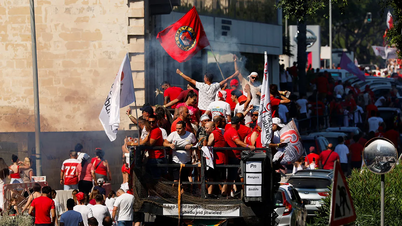 Supporters of Malta's Labour Party celebrate after the party won the general election, in Hamrun, Malta May 31, 2026. REUTERS/Darrin Zammit Lupi
