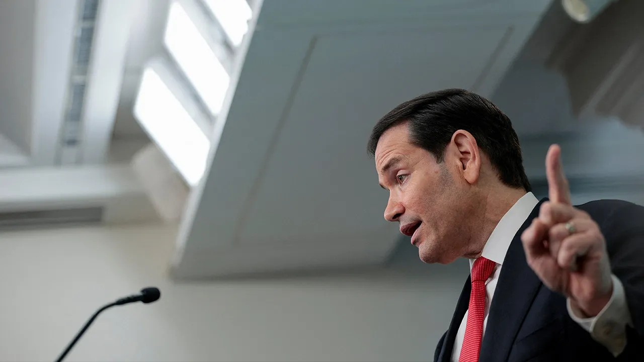U.S. Secretary of State Marco Rubio gestures as he speaks during a press briefing in the James S. Brady Press Briefing Room at the White House in Washington, D.C., U.S., May 5, 2026. REUTERS/Evan Vucci