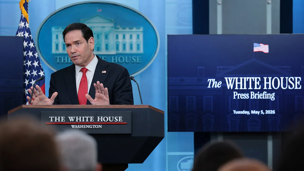 U.S. Secretary of State Marco Rubio speaks during a press briefing in the James S. Brady Press Briefing Room at the White House in Washington, D.C., U.S., May 5, 2026. REUTERS/Kylie Cooper