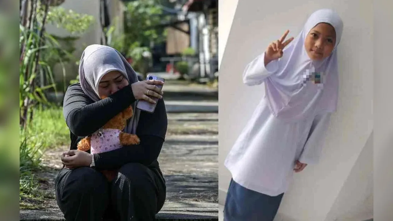 Nordina Zulkarnain, 34, tidak dapat menahan kesedihan ketika menunggu perkembangan terkini operasi mencari dan menyelamat (SAR) anak perempuannya berusia sembilan tahun, Nur Qaseh Deandra Mohd Qayyum, yang dikhuatiri lemas selepas dihanyutkan arus deras di Bandar Mahkota Cheras semalam._Sinar Harian