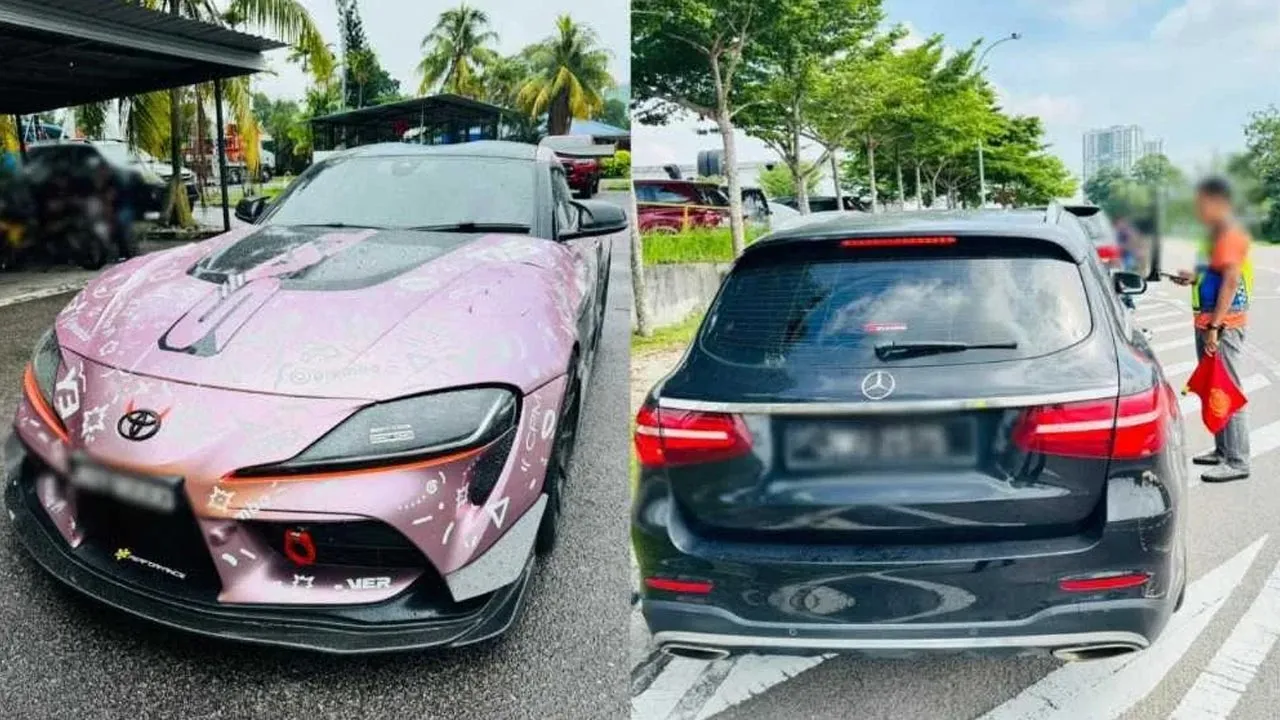 Sebahagian kereta mewah yang disita dalam Ops Luxury hasil penguatkuasaan di beberapa lokasi di Johor. - Foto: JPJ Johor