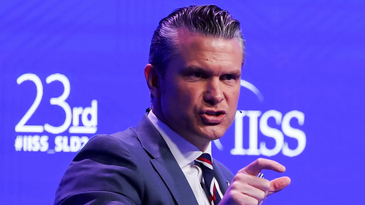 U.S. Secretary of Defense Pete Hegseth speaks at the IISS Shangri-La Dialogue security summit in Singapore, May 30, 2026. REUTERS/Edgar Su
