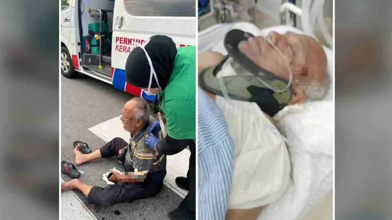 Keadaan bapanya semasa kemalangan dan ketika menerima rawatan di hospital. -- SINAR HARIAN