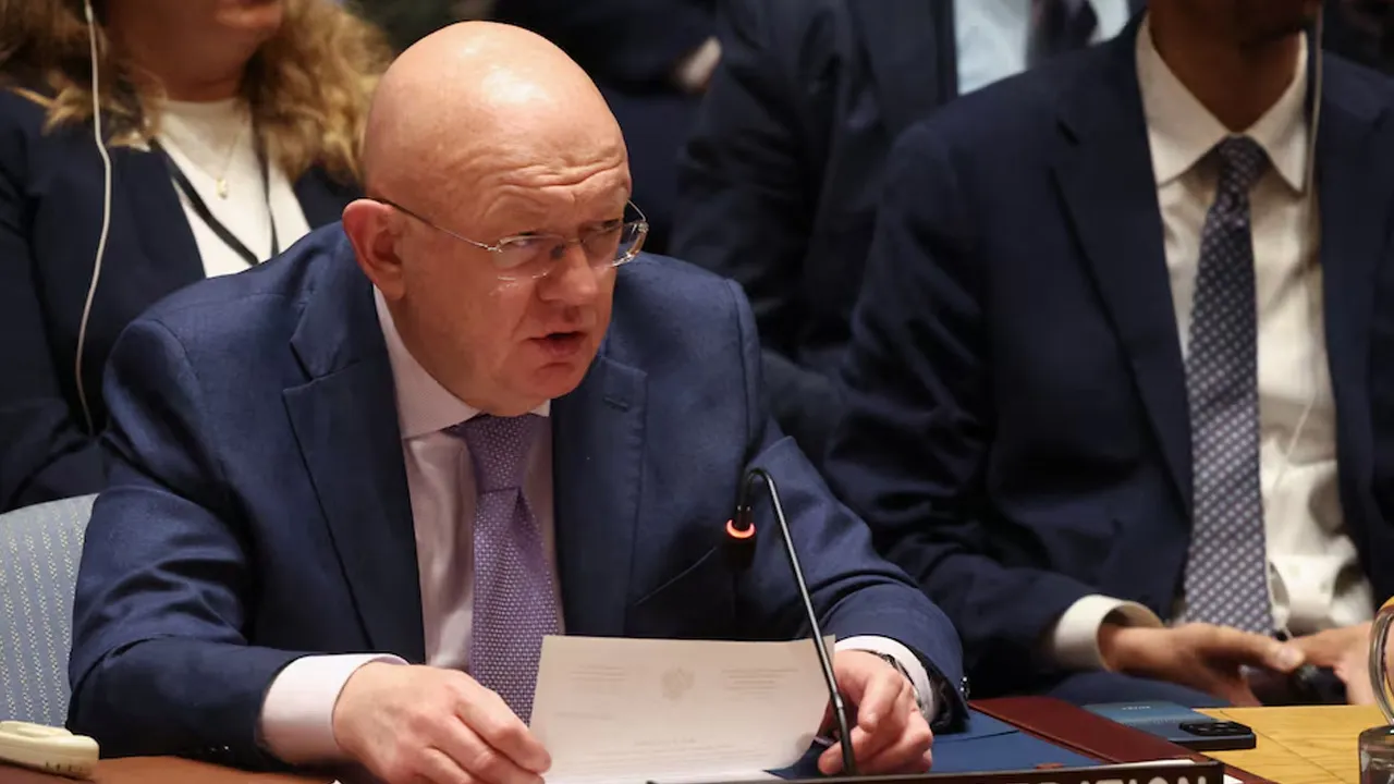 Russian ambassador to the United Nations Vassily Nebenzia attends a Security Council meeting at the United Nations headquarters in New York City, U.S., May 26, 2026. REUTERS/Shannon Stapleton 