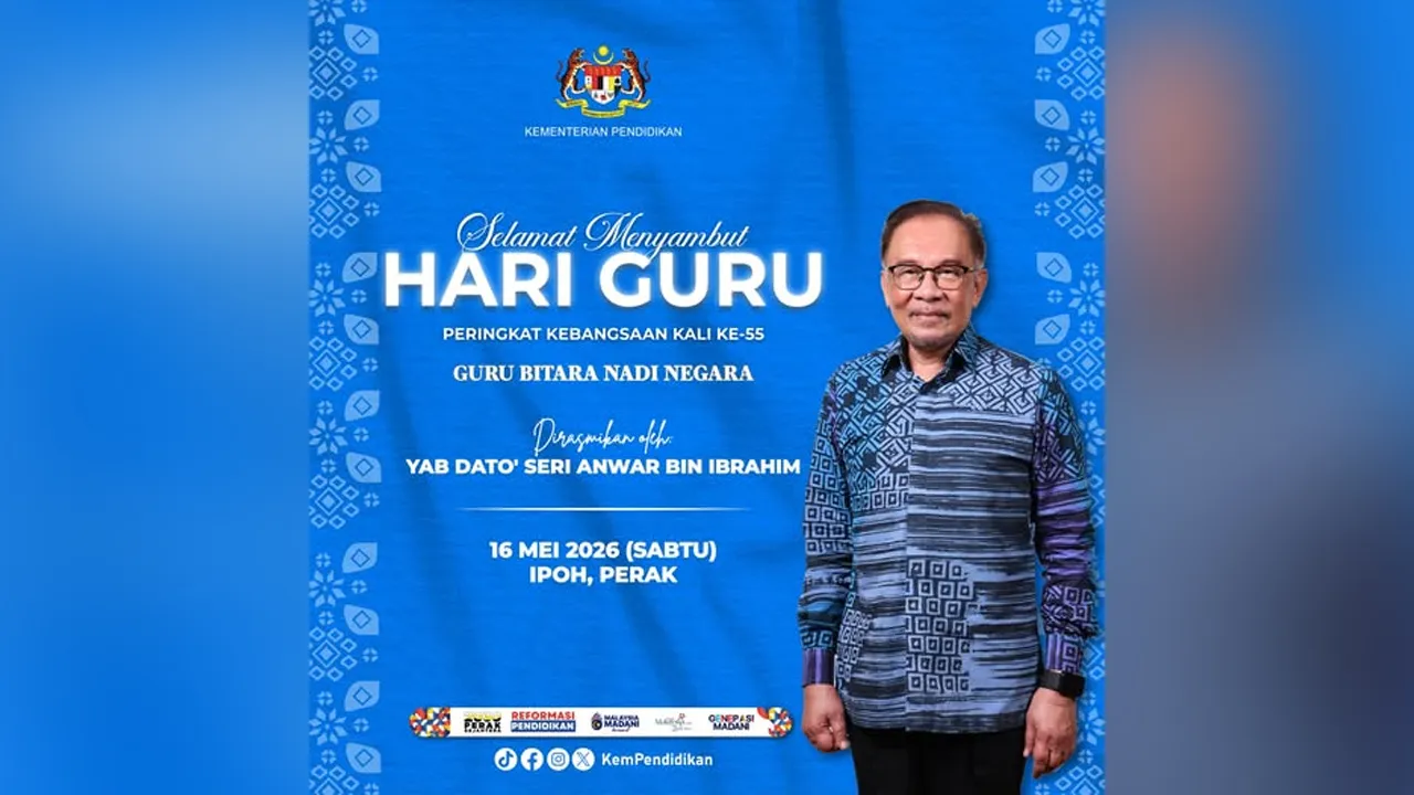 Sambutan Hari Guru Peringkat Kebangsaan kali ke-55 dengan tema “Guru Bitara, Nadi Negara” diadakan sebagai tanda penghargaan terhadap jasa dan pengorbanan warga pendidik yang terus komited dalam memperkasa agenda pendidikan negara serta melahirkan generasi berilmu dan berdaya saing. Majlis Sambutan Hari Guru Peringkat Kebangsaan kali ke-55 di Ipoh, Perak yang akan dirasmikan oleh YAB Dato' Seri Anwar bin Ibrahim, Perdana Menteri Malaysia.
