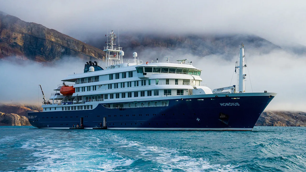This undated photo provided by Oceanwide Expeditions shows the m/v Hondius, a Polar Class 6 passenger vessel, at sea. (Oceanwide Expeditions via AP)