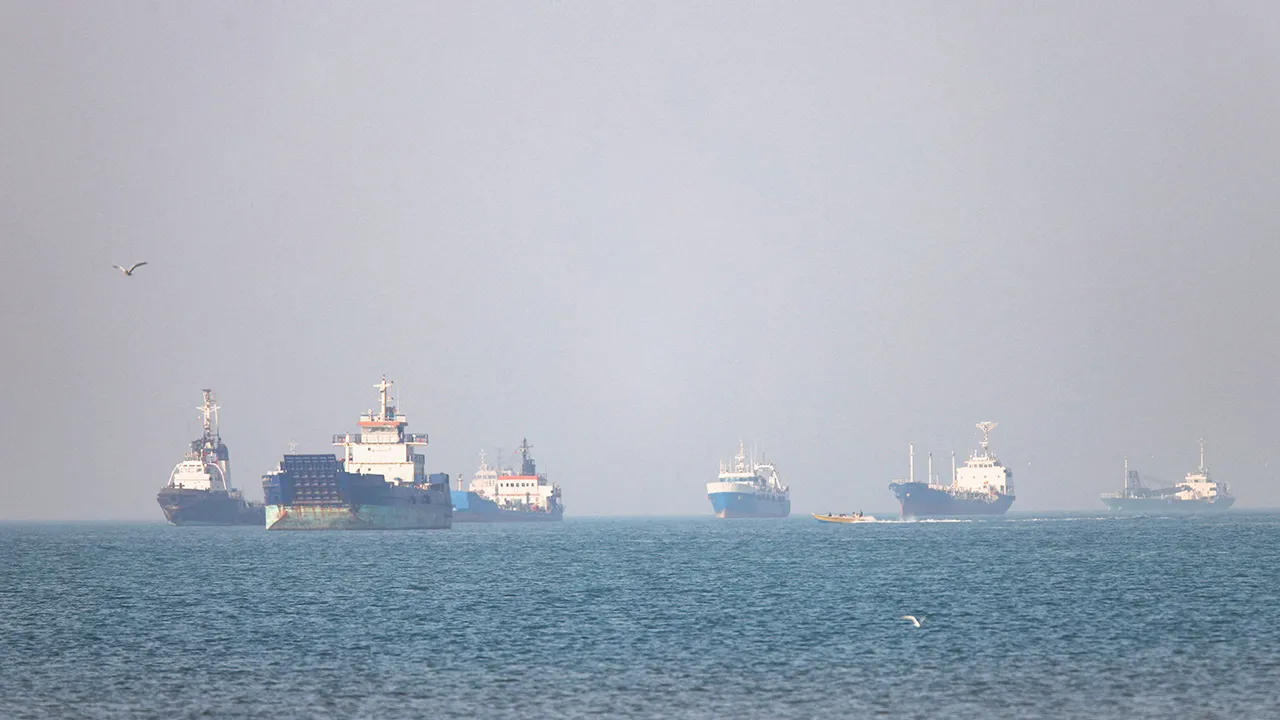 Vessels in the Strait of Hormuz near Bandar Abbas, Iran, May 4, 2026. Amirhosein Khorgooi/ISNA/WANA (West Asia News Agency) via REUTERS 