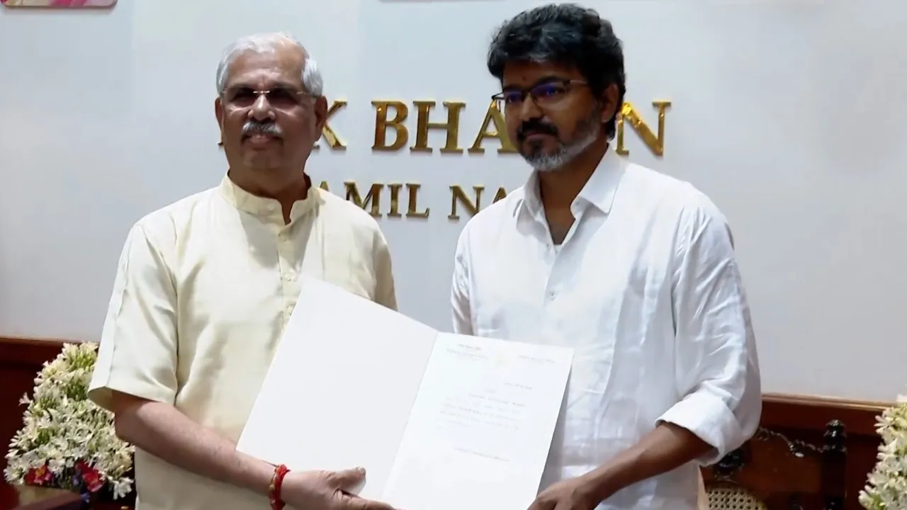 Chennai, Tamil Nadu: After TVK Chief Vijay proved his majority, Governor Rajendra Arlekar officially declared him as the Chief Minister of Tamil Nadu and handed over the order appointing him.