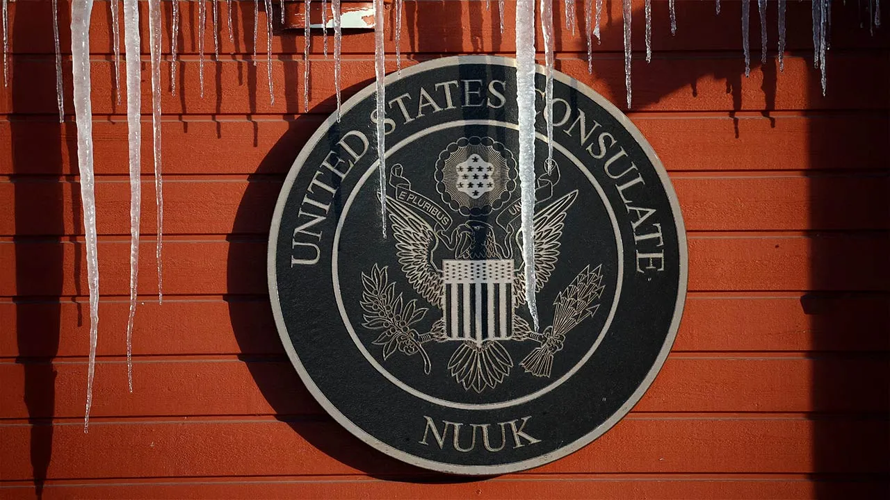 FILE PHOTO: Icicles hang outside the U.S. Consulate in Nuuk, Greenland, February 8, 2026. REUTERS/Stoyan Nenov/File Photo