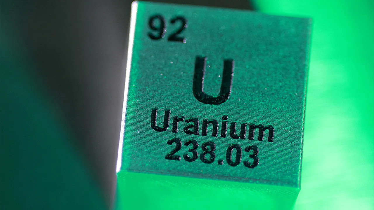 A block with the symbol, atomic number and mass number of Uranium (U) element, in this illustration taken January 21, 2026. REUTERS/Dado Ruvic/Illustration/File Photo