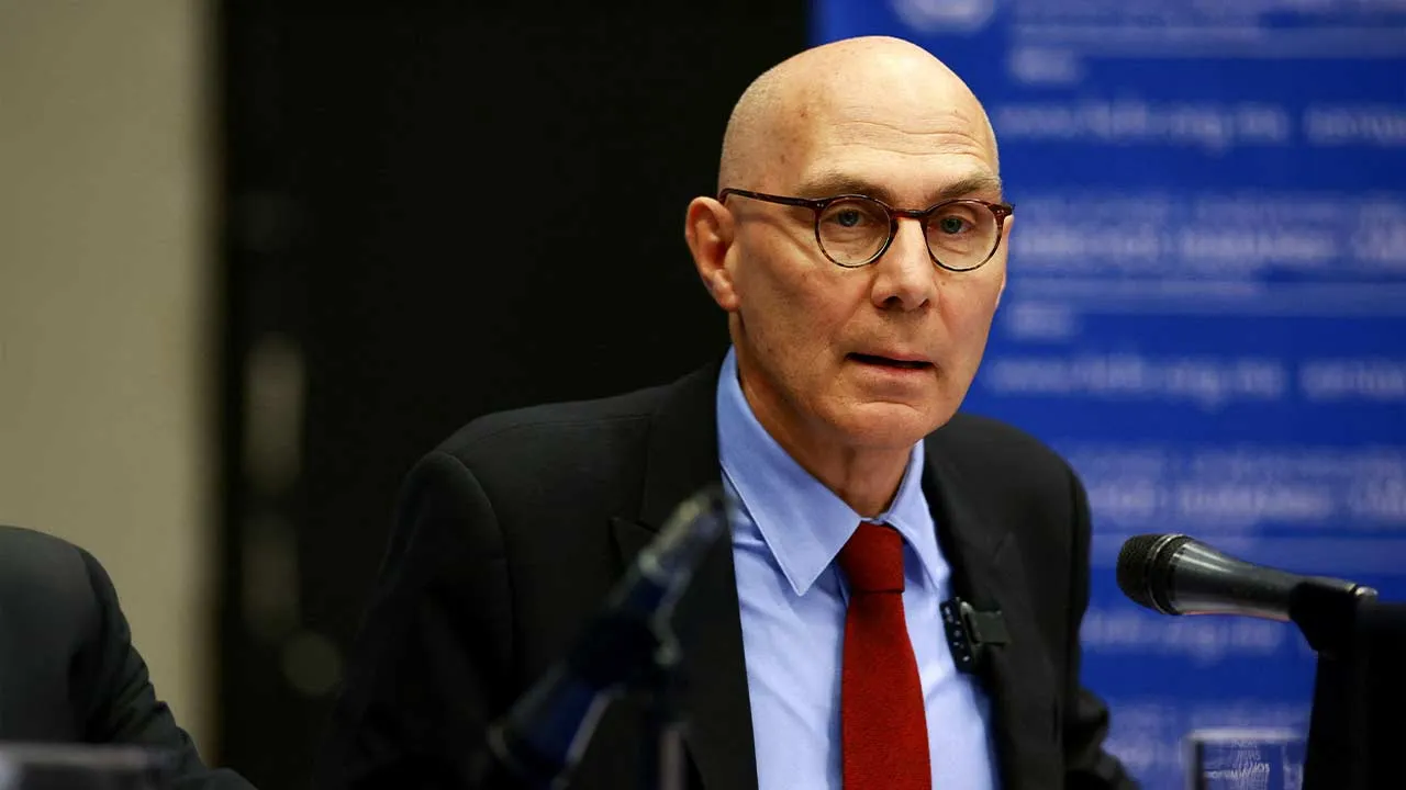 FILE PHOTO: United Nations High Commissioner for Human Rights Volker Turk holds a news conference on the conclusions of his visit to Mexico where he met with human rights organizations, relatives of missing persons, Mexican President Claudia Sheinbaum, and other government officials, focusing on the country's human rights landscape and its missing persons crisis, in Mexico City, Mexico April 22, 2026. REUTERS/Raquel Cunha/File Photo