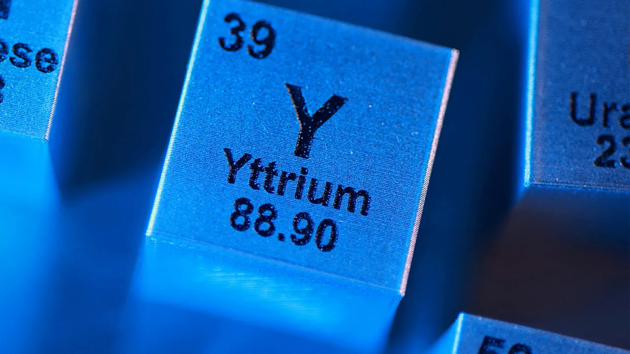 A block with the symbol, atomic number and mass number of Yttrium (Y) element, in this illustration taken January 21, 2026. REUTERS/Dado Ruvic/Illustration