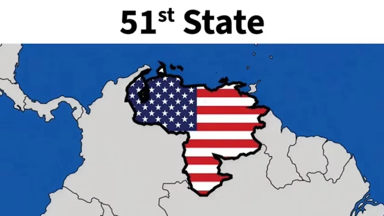 US President Donald Trump posts a map graphic depicting Venezuela as America's 51st State. (Image: Truth Social/Donald Trump)