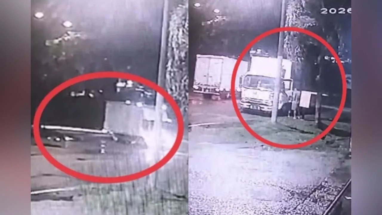 Tangkap layar rakaman CCTV memaparkan sebuah lori bonded memasuki simpang secara cuai sebelum dilanggar sebuah motosikal di Jalan Desa Serdang, Kajang, Sabtu lalu.