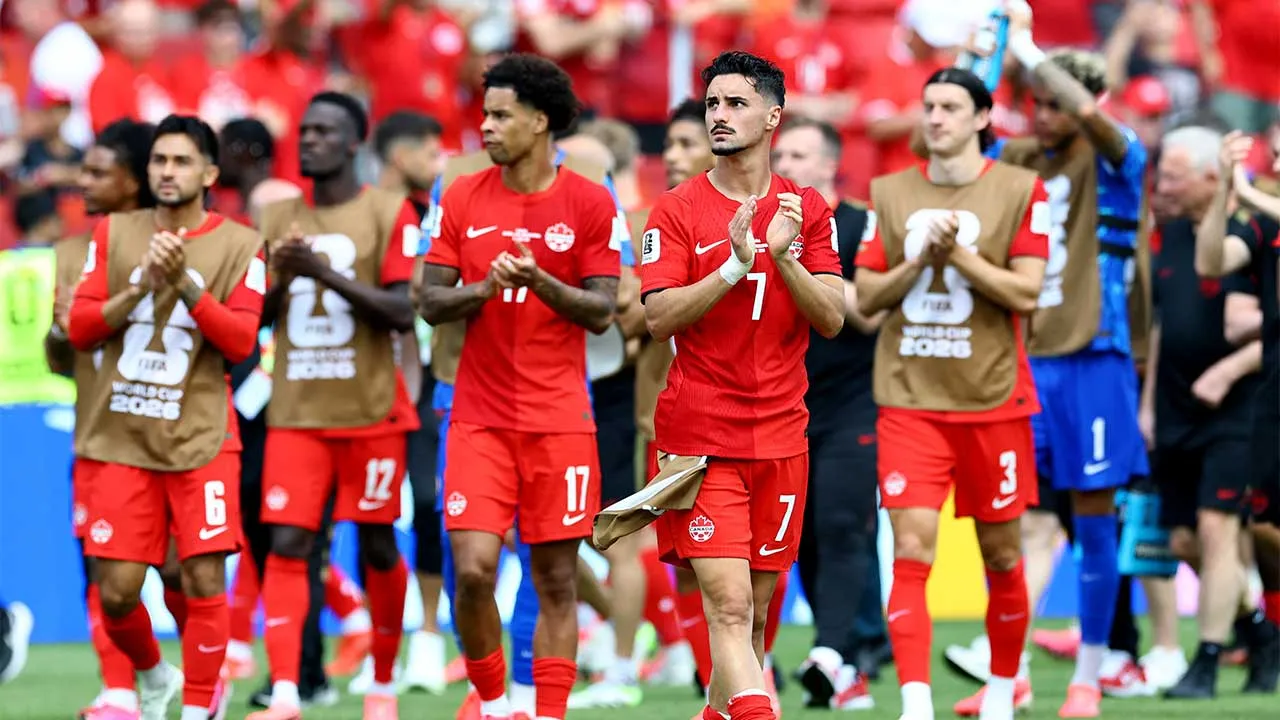 Soccer Football - FIFA World Cup 2026 - Group B - Canada v Bosnia and Herzegovina - Toronto Stadium, Toronto, Canada - June 12, 2026 Canada's Stephen Eustaquio applauds fans after the match REUTERS/Bernadett Szabo