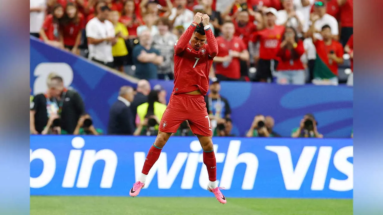 Soccer Football - FIFA World Cup 2026 - Group K - Portugal v Uzbekistan - Houston Stadium, Houston, Texas, U.S. - June 23, 2026 Portugal's Cristiano Ronaldo celebrates scoring their first goal REUTERS/Phil Noble TPX IMAGES OF THE DAY