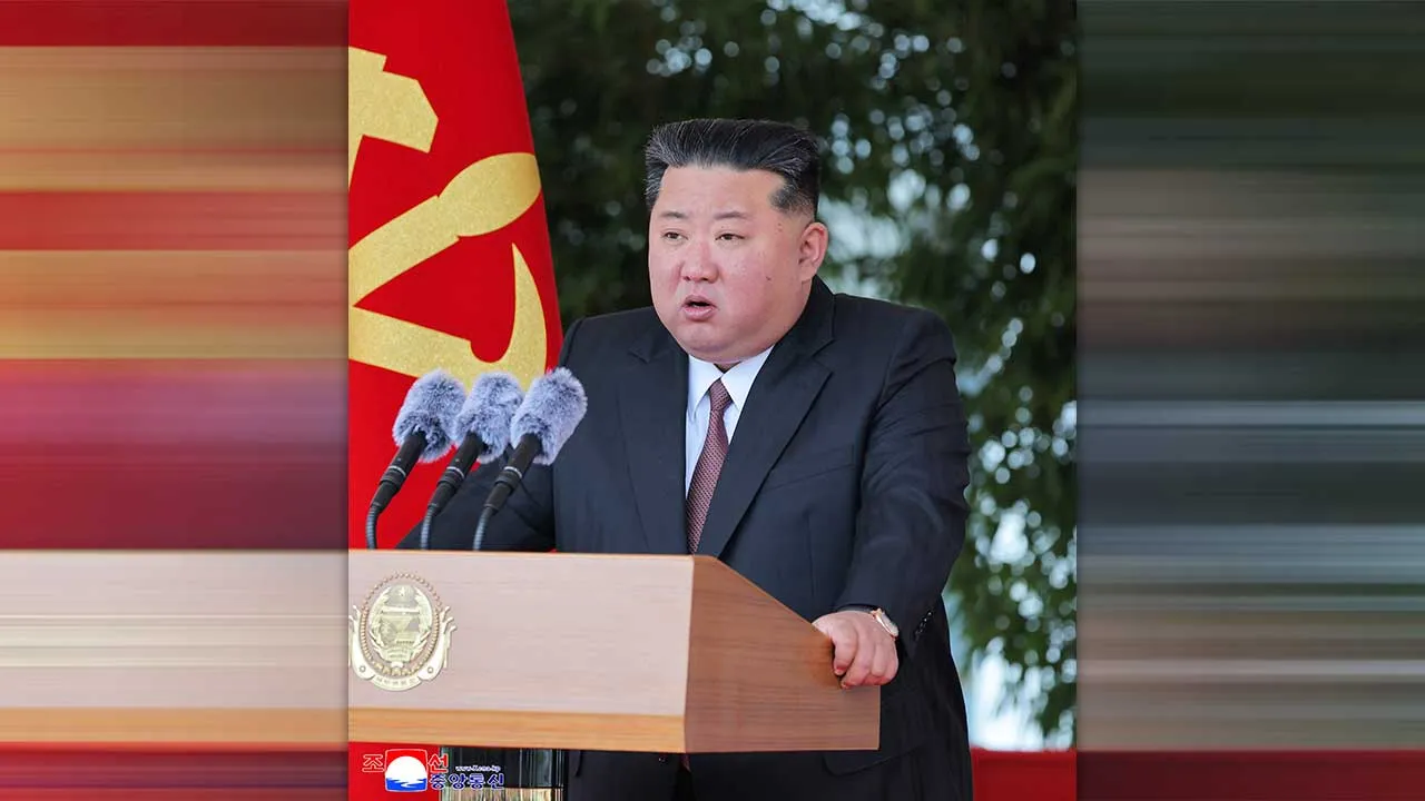 North Korean leader Kim Jong Un delivers a speech as he visits the Central Cadres Training School of the Workers' Party of Korea (WPK) to mark its 80th anniversary, in Pyongyang, North Korea, June 1, 2026, in this picture released by North Korea's official Korean Central News Agency. KCNA via REUTERS ATTENTION EDITORS - THIS IMAGE WAS PROVIDED BY A THIRD PARTY. REUTERS IS UNABLE TO INDEPENDENTLY VERIFY THIS IMAGE. NO THIRD PARTY SALES. SOUTH KOREA OUT. NO COMMERCIAL OR EDITORIAL SALES IN SOUTH KOREA.