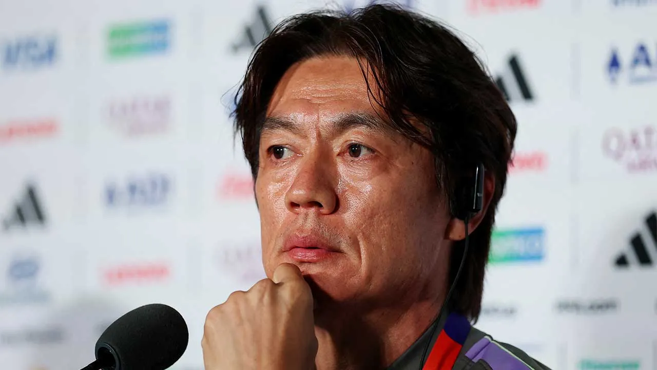 Soccer Football - FIFA World Cup 2026 - South Korea Press Conference - Estadio Guadalajara, Guadalajara, Mexico - June 10, 2026 South Korea coach Myung-Bo Hong during the press conference REUTERS/Paul Childs