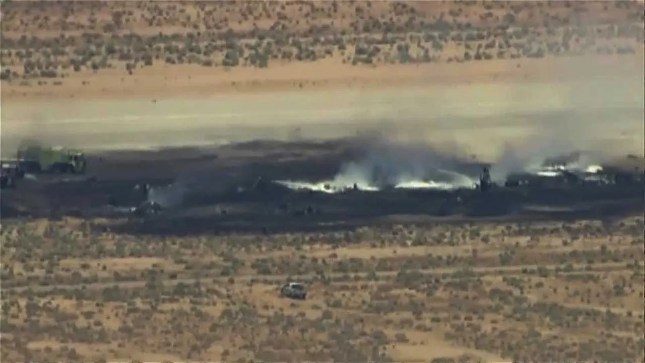 Aerials show aftermath of US Air Force B-52 bomber crash