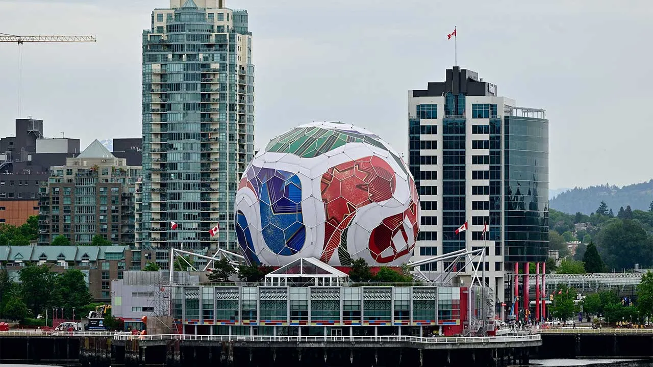 FILE PHOTO: The dome at Science World has been transformed into a 360-degree, 40-metre-diameter re-creation of a match ball ahead of the FIFA World Cup soccer tournament in Vancouver, British Columbia, Canada, June 3, 2026. REUTERS/Jennifer Gauthier/File Photo