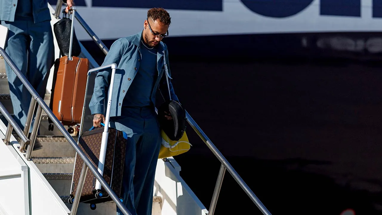 Jun 2, 2026; Newark, New Jersey, USA; Brazil forward Neymar Jr. arrives for the 2026 FIFA World Cup at Newark Liberty International Airport. Mandatory Credit: Caean Couto-Imagn Images