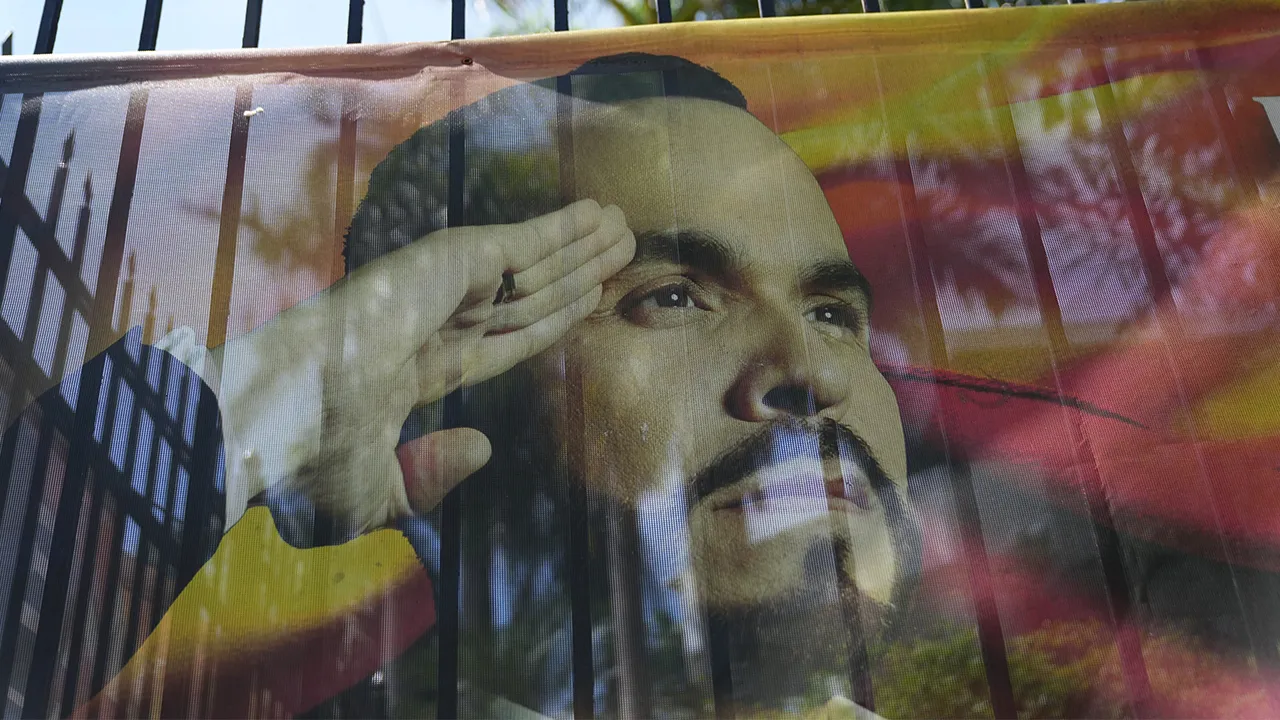 A campaign banner of presidential candidate Abelardo de la Espriella hangs outside his party's headquarters in Barranquilla, Colombia, Monday, June 22, 2026, the day after the presidential election runoff. (AP Photo/Rodrigo Abd)