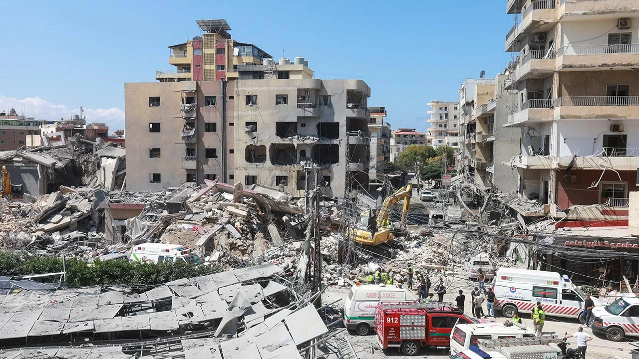 Rescuers work at the site of an Israeli strike that hit near a hospital on Monday, in Tyre, Lebanon, June 2, 2026. REUTERS/Aziz Tahe