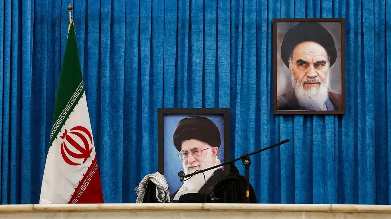 FILE PHOTO: The symbolic chair and a picture of the late Supreme Leader of Iran, Ayatollah Ali Khamenei, are displayed during a ceremony for the 37th anniversary of the death of Ayatollah Ruhollah Khomeini, the leader of Iran's 1979 Islamic Revolution, at Khomeini's shrine in southern Tehran, Iran June 4, 2026. Majid Asgaripour/WANA (West Asia News Agency) via REUTERS ATTENTION EDITORS - THIS PICTURE WAS PROVIDED BY A THIRD PARTY. ISRAEL OUT. NO COMMERCIAL OR EDITORIAL SALES IN ISRAEL. NO ACCESS FOR ISRAELI