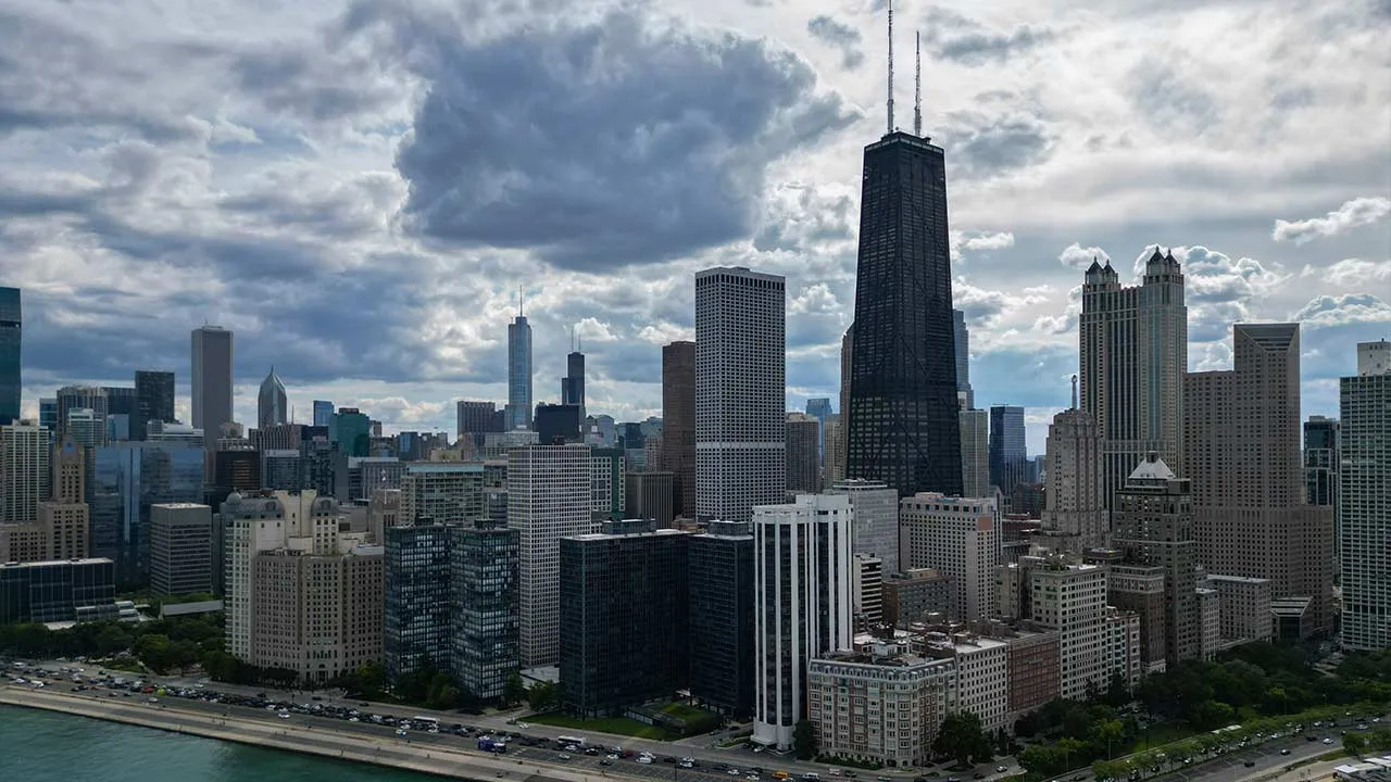 FILE - The Chicago city skyline is seen Aug. 27, 2025. (AP Photo/Erin Hooley, File)