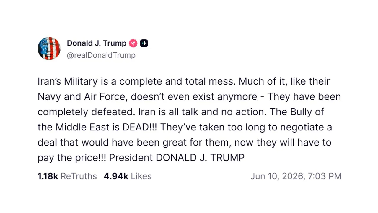 https://truthsocial.com/@realDonaldTrump/posts/116725476229257491 -- Truth