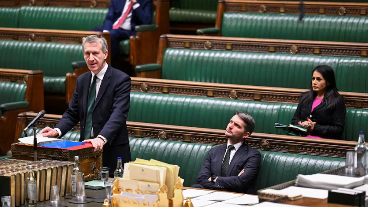 Dan Jarvis MP, The Minister of State, Home Department speaks at the House of Commons in London, Britain, November 18, 2025. ©House of Commons/Handout via REUTERS